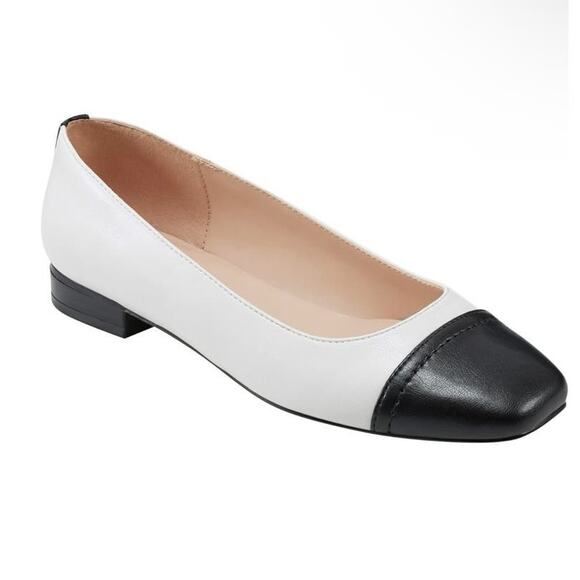 Bandolino Women's Taprinz Casual Ballet Flat White Black Square Toe 8.5 - Picture 1 of 7
